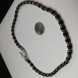 vintage sterling silver 925 black onyx toggle necklace